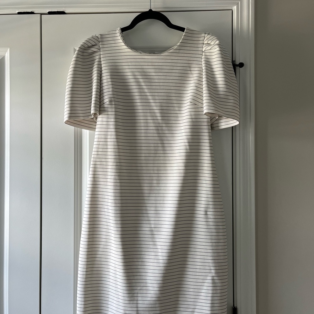Calvin Klein White and Black Striped Mini Dress